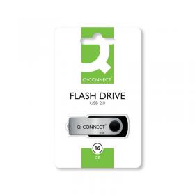 Q-Connect USB 2.0 Swivel 16GB Flash Drive Silver/Black KF41513 KF41513