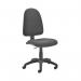 This picture showcases a set of sleek VOW High Back Chairs - Jemini High Back Operator Chair. The chairs are charcoal in color and boast dimensions of 600x600x1000-1130mm. They provide comfortable and stylish seating for any office space.