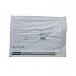 This photograph features a stack of 50 GoSecure padded envelopes, each with a white exterior and interior dimensions of 260x345mm. The envelopes have a bubble lining for added protection and are perfect for shipping delicate items.