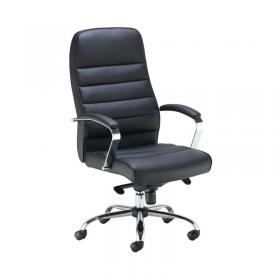 Jemini Ares High Back Executive Chair 690x690x1145-1200mm Leather Look Black KF71521 KF71521