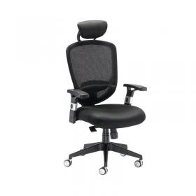 Arista Lexi High Back Chair with Headrest 710x310x600mm Black KF72245 KF72245