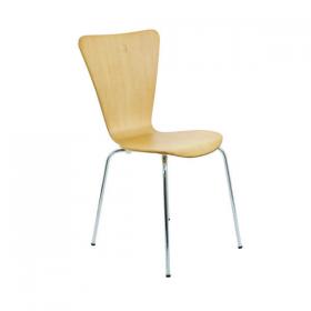 Arista Picasso Wooden Chair 460x550x875mm Beech/Chrome (Pack of 4) KF72460 KF72460