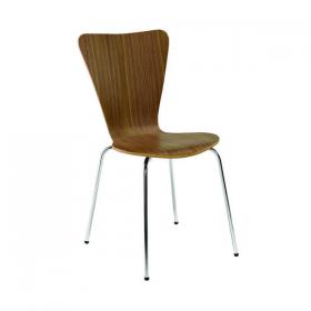 Arista Wooden Bistro Chair 460x550x875mm Walnut/Chrome (Pack of 4) KF72578 KF72578