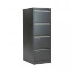 Jemini 4 Drawer Filing Cabinet Lockable 470x622x1321mm Black KF72587 KF72587