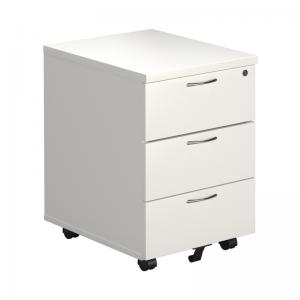 VOW Jemini 3 Drawer Mobile Pedestal 400x500x595mm White KF74148