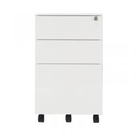 Jemini 3 Drawer Mobile Pedestal Steel 380x470x615mm White KF74156 KF74156