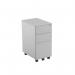 Jemini 3 Drawer Mobile Pedestal Slimline Steel 300x470x615mm Silver KF74157 KF74157