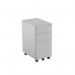 Jemini 3 Drawer Mobile Pedestal Slimline Steel 300x470x615mm Silver KF74157 KF74157