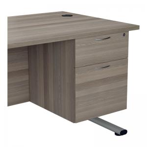 VOW Jemini 2 Drawer Fixed Pedestal 404x655x495mm Grey Oak KF74413