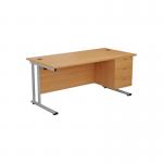 Jemini 3 Drawer Fixed Pedestal 400x655x495mm Grey Oak KF74419 KF74419