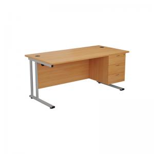 VOW Jemini 3 Drawer Fixed Pedestal 400x655x495mm Grey Oak KF74419