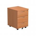 Jemini 3 Drawer Mobile Pedestal 400x500x595mm Beech KF74484 KF74484