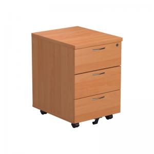 VOW Jemini 3 Drawer Mobile Pedestal 400x500x595mm Beech KF74484