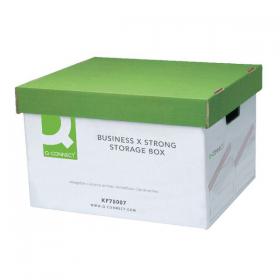Q-Connect Extra Strong Business Storage Box W327xD387xH250mm Green and White (Pack of 10) KF75007 KF75007