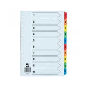 Q-Connect 1-10 Index Extra Wide Reinforced Multi-Colour Tabs KF76984 KF76984