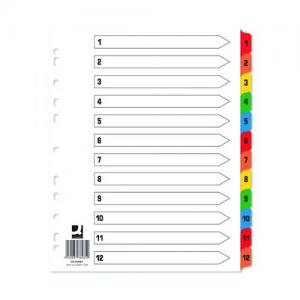 Q-Connect EW Index 1-12 Reinforced Multicoloured 25 Pack KF76985Q