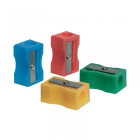 Q-Connect Plastic Pencil Sharpener Single Hole Assorted (Pack of 10) KF76992 KF76992