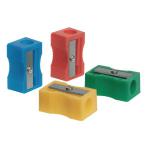 Q-Connect Plastic Pencil Sharpener Single Hole Assorted (Pack of 10) KF76992 KF76992