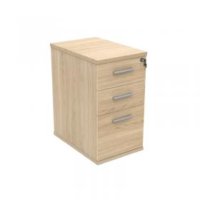 VOW Astin 3 Drawer Desk High Pedestal Lockable 404x600x730mm Canadian Oak KF77715 KF77715