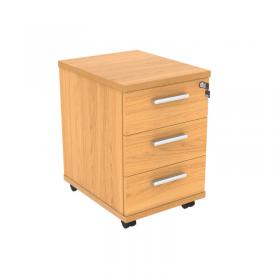 VOW Astin 3 Drawer Mobile Under Desk Pedestal 400x500x590mm Norwegian Beech KF77723 KF77723