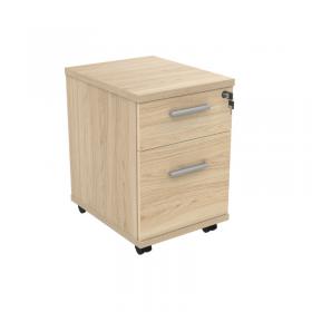 VOW Astin 2 Drawer Mobile Under Desk Pedestal 400x500x590mm Canadian Oak KF77724 KF77724