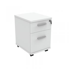 VOW Astin 2 Drawer Mobile Under Desk Pedestal 400x500x590mm Arctic White KF77726 KF77726