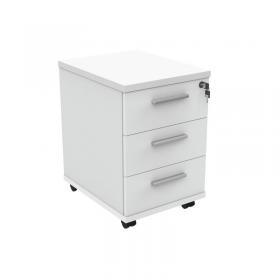 VOW Astin 3 Drawer Mobile Under Desk Pedestal 400x500x590mm Arctic White KF77727 KF77727