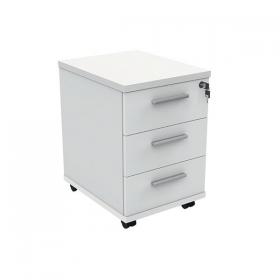 Astin 3 Drawer Mobile Under Desk Pedestal 400x500x590mm Arctic White KF77727 KF77727