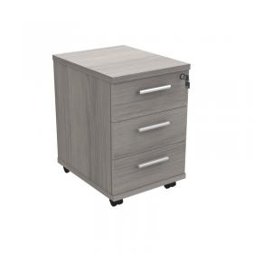 VOW Astin 3 Drawer Mobile Under Desk Pedestal 400x500x590mm Alaskan Grey Oak KF77729 KF77729