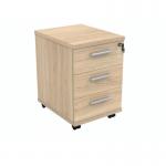 Polaris 3 Drawer Mobile Under Desk Pedestal 404x500x595mm Canadian Oak KF77885 KF77885