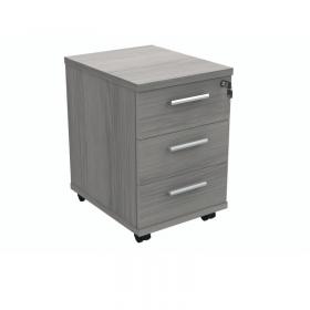 VOW Polaris 3 Drawer Mobile Under Desk Pedestal 404x500x595mm Alaskan Grey Oak KF77889 KF77889