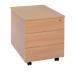 In the photo, there is a Serrion 3 Drawer Mobile Pedestal in a natural beech finish. It measures 400x450x550mm and is designed to fit under a desk or table for convenient storage. The clean lines and compact size make it a versatile addition to any workspace.