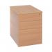 The picture shows a sleek and modern Serrion Mobile Pedestal with 3 drawers, standing at a desk height of 430x730x600mm. It features a beautiful beech finish and is perfect for adding storage to any workspace.