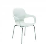 Arista Cafe Bistro Chair with Chrome Base White KF78673