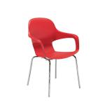 Arista Cafe Bistro Chair with Chrome Base Red KF78674 KF78674