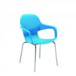 Arista Cafe Bistro Chair with Chrome Base Blue KF78675