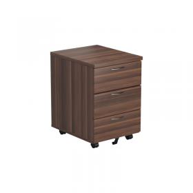 Jemini 3 Drawer Mobile Pedestal 400x500x595mm Walnut KF78944 KF78944