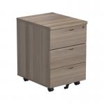 Jemini 3 Drawer Mobile Pedestal 400x500x595mm Grey Oak KF78945 KF78945