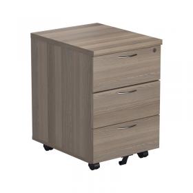 Jemini 3 Drawer Mobile Pedestal 400x500x595mm Grey Oak KF78945 KF78945