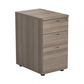 VOW Jemini 3 Drawer Desk High Pedestal 404x600x730mm Grey Oak KF78949 KF78949