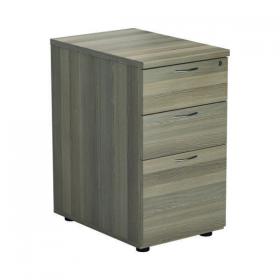 Jemini 3 Drawer Desk High Pedestal 404x600x730mm Grey Oak KF78949 KF78949