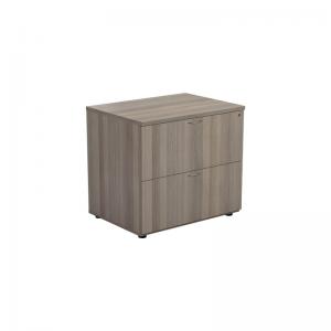 VOW Jemini 2 Drawer Desk Side Filing Cabinet 800x600x730mm Grey Oak