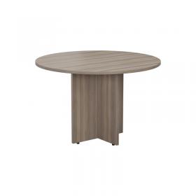 Jemini Round Meeting Table 1100x1100x730mm Grey Oak KF78959 KF78959