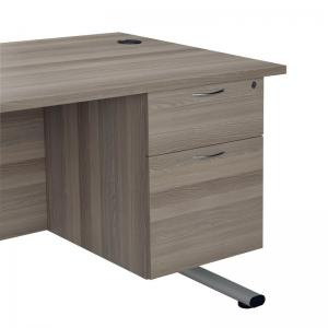 VOW Jemini 2 Drawer Fixed Pedestal 404x500x495mm Grey Oak KF79862