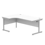 Astin Radial Left Hand Single Upright Desk 1800x1200x730mm White/Silver KF800029 KF800029