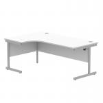 Astin Radial Left Hand Single Upright Desk 1800x1200x730mm White/Silver KF800029 KF800029