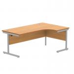 Astin Radial Right Hand Single Upright Desk 1800x1200x730mm Beech/Silver KF800030 KF800030