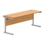 Astin Rectangular Single Upright Cantilever Desk 1800x600x730mm Beech/Silver KF800034 KF800034