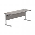 Astin Rectangular Single Upright Cantilever Desk 1800x600x730mm Grey OakSilver KF800035 KF800035