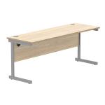 Astin Rectangular Single Upright Cantilever Desk 1800x600x730mm Oak/Silver KF800036 KF800036